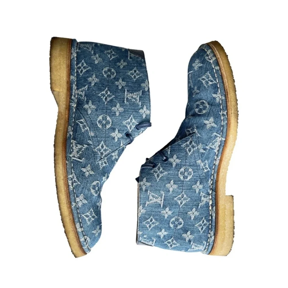 LOUIS VUITTON MONOGRAM DENIM DERBY BOOTS - Picture 3 of 12